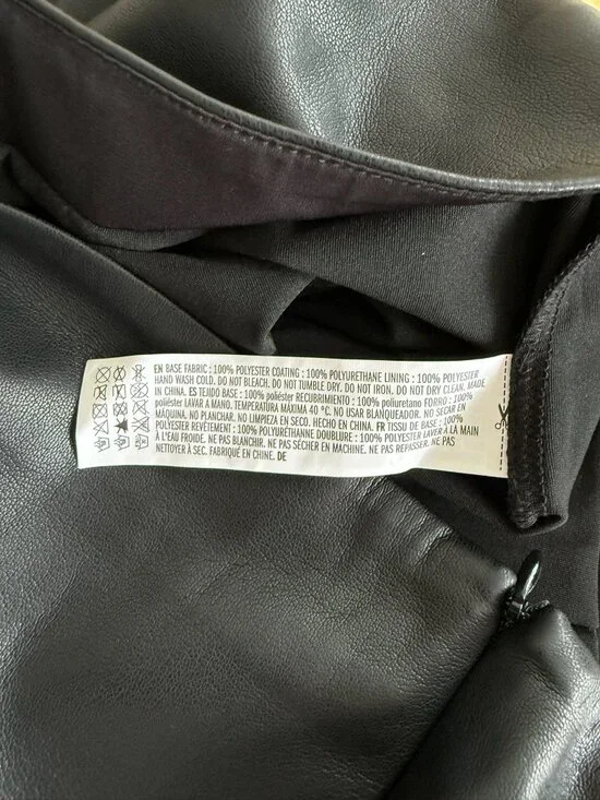 English Factory Black Faux Leather Mini Skirt Medium Sleek Chic - Picture 3 of 4